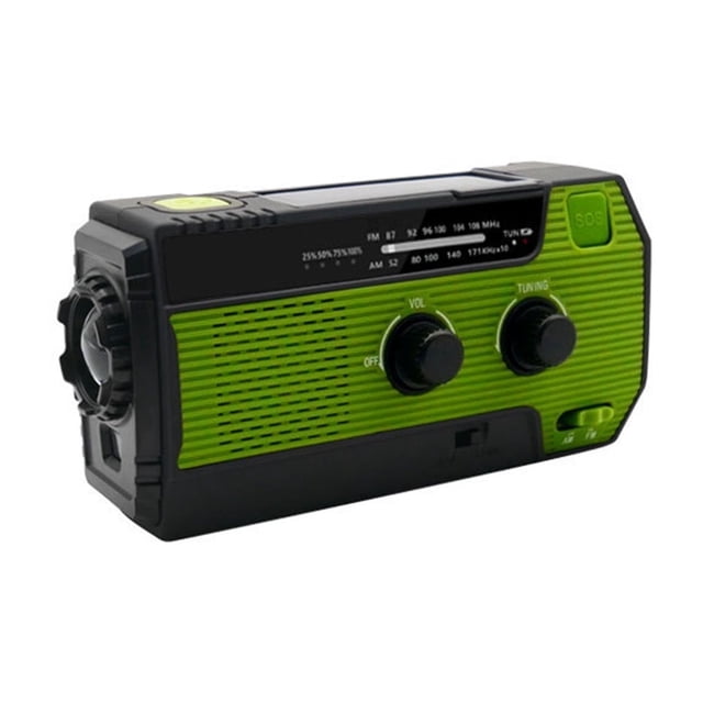 FM Radio Weather Receiver 4000mAh Multifunctional Solar Hand Crank Radio USB Charging Emergency Radio LED Flashlight Power Ban ,Handy Bright