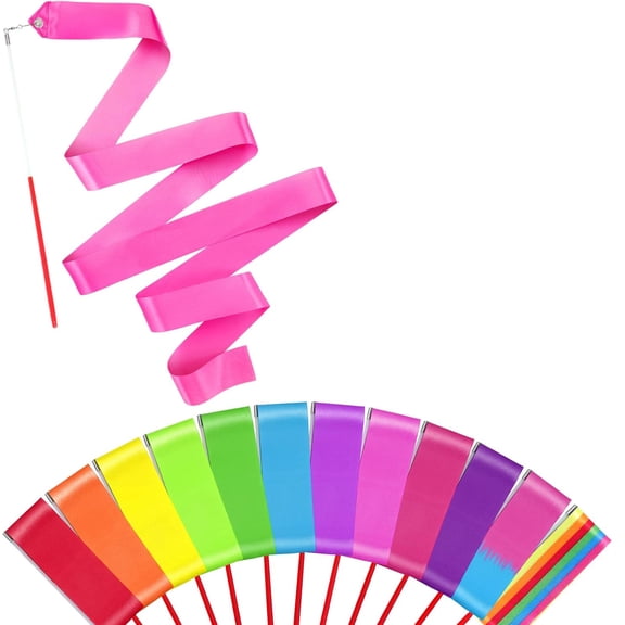 Rainbow Dance Wands Ribbon Streamers for Gymnastics Rhythmic Dancing Twirling Sticks Silks Wands for Carnival Party Favors Rewards Gift