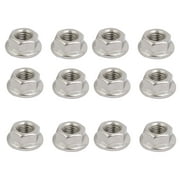 12pcs M8 x 1mm Pitch Metric Fine Thread 304 Stainless Steel Hex Flange Nut