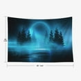 thumbnail image 2 of Moon Tapestry - Moonlight Shine Dark Natural Scene with Reflection in Water - Neon Blue Tree - 60x40 - Dorm Tapestry, 2 of 11