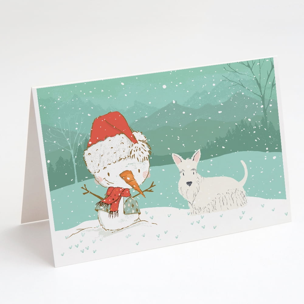 One Christmas Thank You Card & Envelope Woodland Snowman Animals All Around 