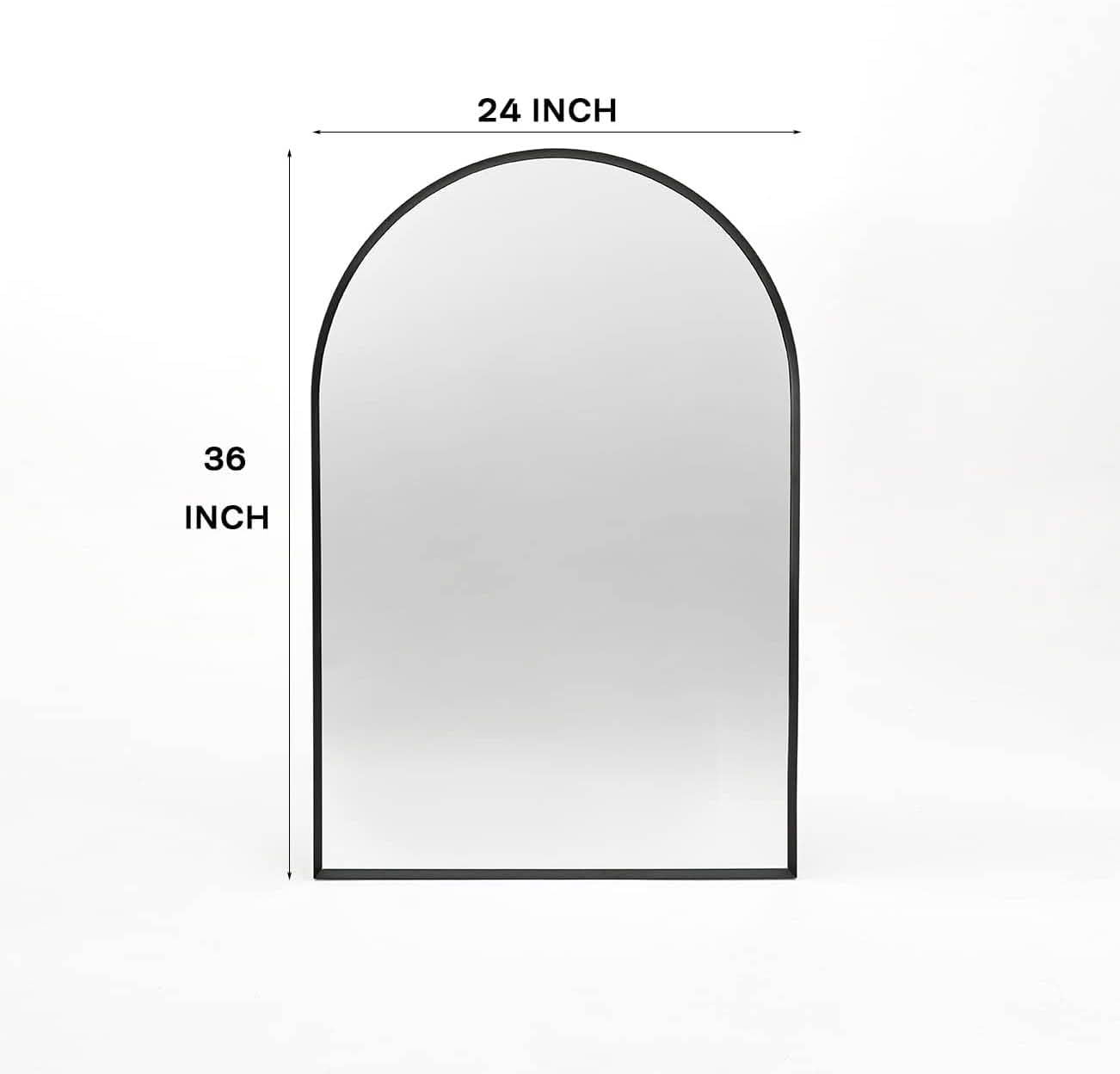 MAYEERTY 24x36 Inch Black Metal Framed Arched Bathroom Wall Mirror, for Large Bathroom Space