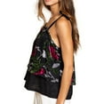thumbnail image 2 of POL Women's Floral Burnout Velvet Embroidered Double Layered Ruffle Trim Cami Top-Black / S, 2 of 6