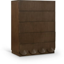 Meridian Furniture Scallop Brown Oak Veneer Chest