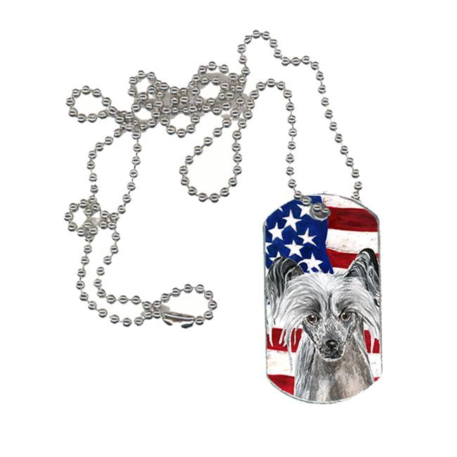 Carolines Treasures SC9522DT Chinese Crested USA American Flag Dog Tag - 12. 13 x 1. 88 inch