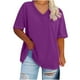 thumbnail image 2 of Cutuoiiu Short Sleeve Tops for Women Summer V-Neck Solid Color Plus Size T-Shirts Gifts, 2 of 3