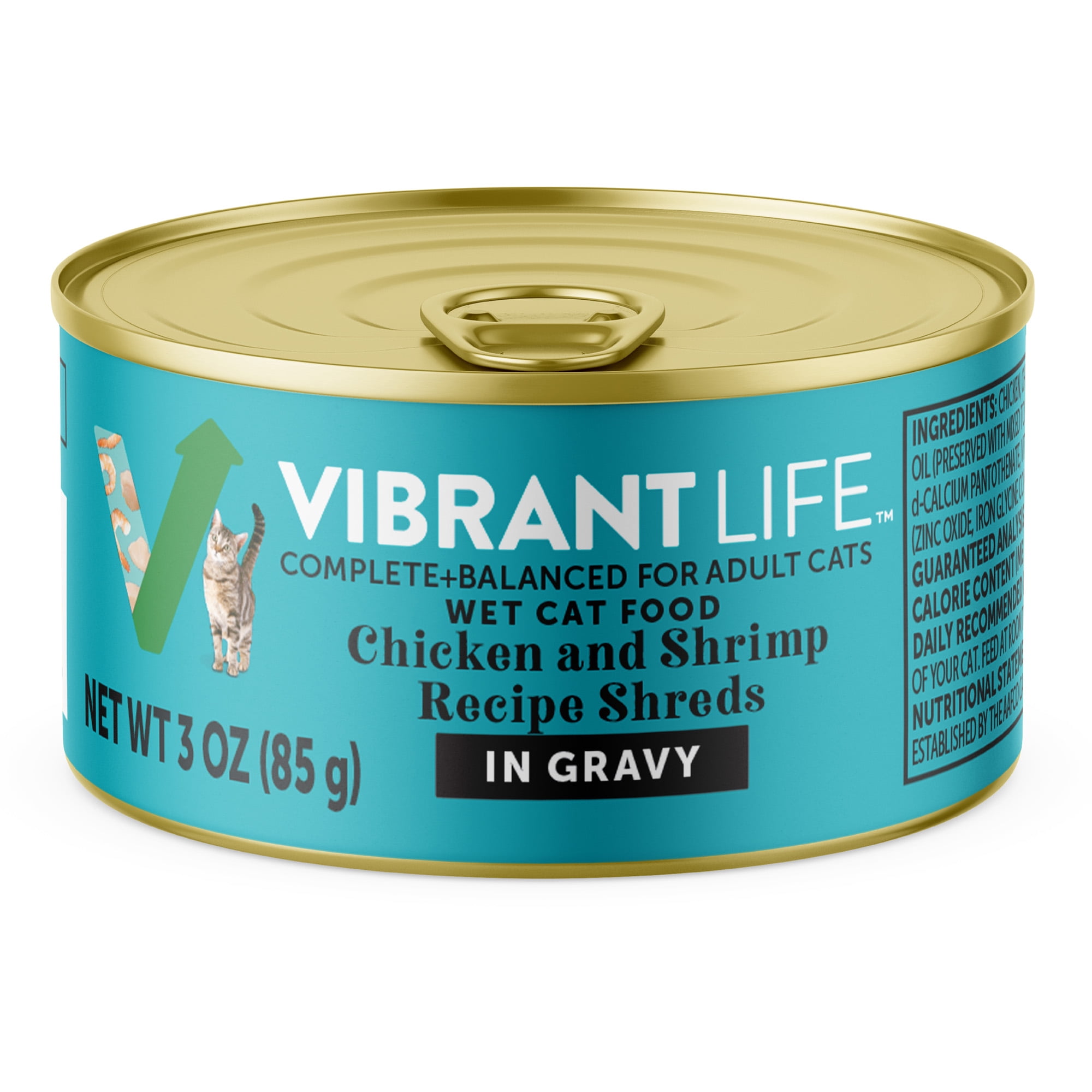 Vibrant Life Chicken & Shrimp Shreds Wet Cat Food, 3 oz Can