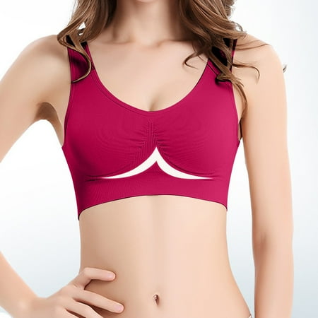 MLCDZ Plus Size Women s Comfort Workout Sports Bra Low-Impact Activity Sleep Bras  Full Coverage Push up Bras  No Underwire Seamless Workout Yoga Bra Dark Pink XXXL