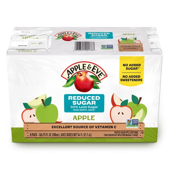 Apple & Eve Reduced Sugar Apple Juice Drink, 6.75 fl oz, 8 Count
