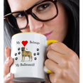 thumbnail image 2 of 3drose, Image of Bullmastiff with Red Heart and Paw Prints, 15oz Two-tone Yellow Mug, 2 of 6