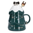 thumbnail image 1 of Taza navideña de cerámica de gran capacidad de 500 ml, para té, leche, café, con tapa y cuchara, ideal como regalo para el hogar y las vacaciones., 1 of 14
