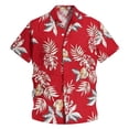 thumbnail image 4 of Outdoor Top for Men Floral Print Short Sleeve Shirt Lightweight Button Down Ribbed Tops for Men,Red,5XL, 4 of 4
