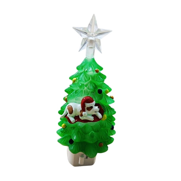 Luz de noche compacta con enchufe para Navidad, luz de noche para la cocina, pasillo festivo Perro del arbol de navidad