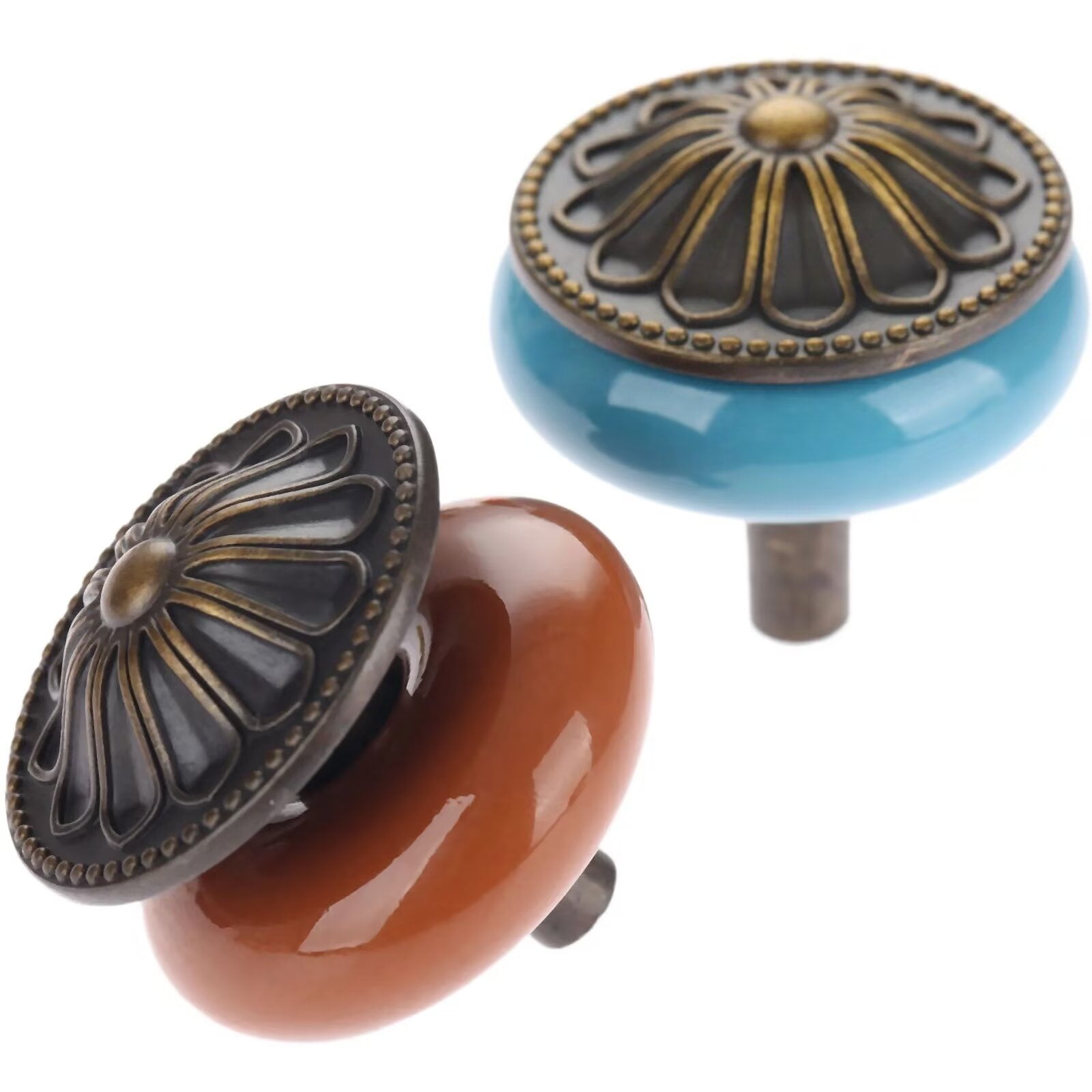 HDJNal Antique Bronze Ceramic Drawer Knob Cupboard Pulls Handles Wardrobe Drawer Cabinet Door Kitchen Knobs and Pull Handles for Cupboards ,Dresser ,Kitchen, Pack of 20 (Brown)
