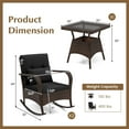 thumbnail image 3 of Costway 3 PCS Rocking Bistro Set with Removable Cushions & Tempered Glass Top Coffee Table Black, 3 of 10