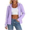thumbnail image 2 of Snorda Jackets for Women Full Zip Long Sleeve Sun Protection Hooded Jacket With Zipper Pockets Casual Solid Color Loose Fits Lightweight Comfy Jackets for Fall Daily Outing Wear, 2 of 7