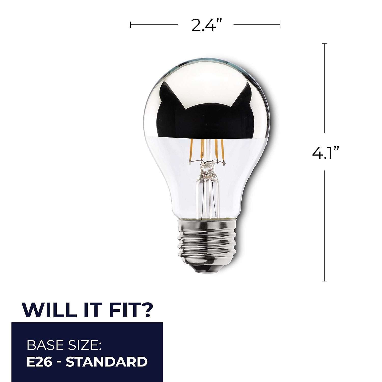 Bulbrite  Multi Pack 7 Watt Dimmable A19 Medium (E26) LED Bulb Half Chrome Pack of 2