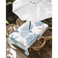 thumbnail image 3 of Light Blue Coral Coastal Outdoor Tablecloth with Umbrella Hole, Summer Beach Starfish Shell Spillproof Waterproof Outdoor Table Cover, Patio Tablecloths for Party Picnic Camping, Rectangle 52"x70", 3 of 9