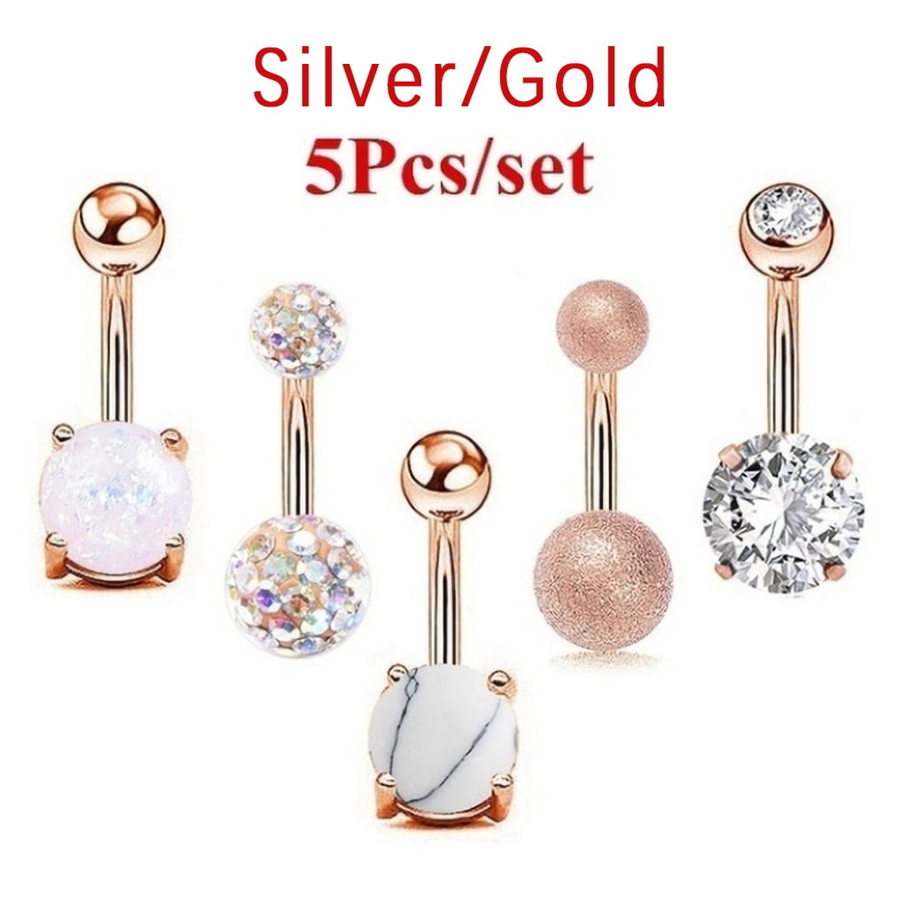 4Pcs/set Belly Button Rings Navel Piercing Rings Gifts Body Jewelry