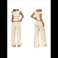 thumbnail image 3 of Conjuntos de Dos Piezas para Mujer, Top Corto Informal de un Solo Hombro, Pantalones Anchos y Conjuntos Y2K A Juego. Amarillo M, 3 of 7