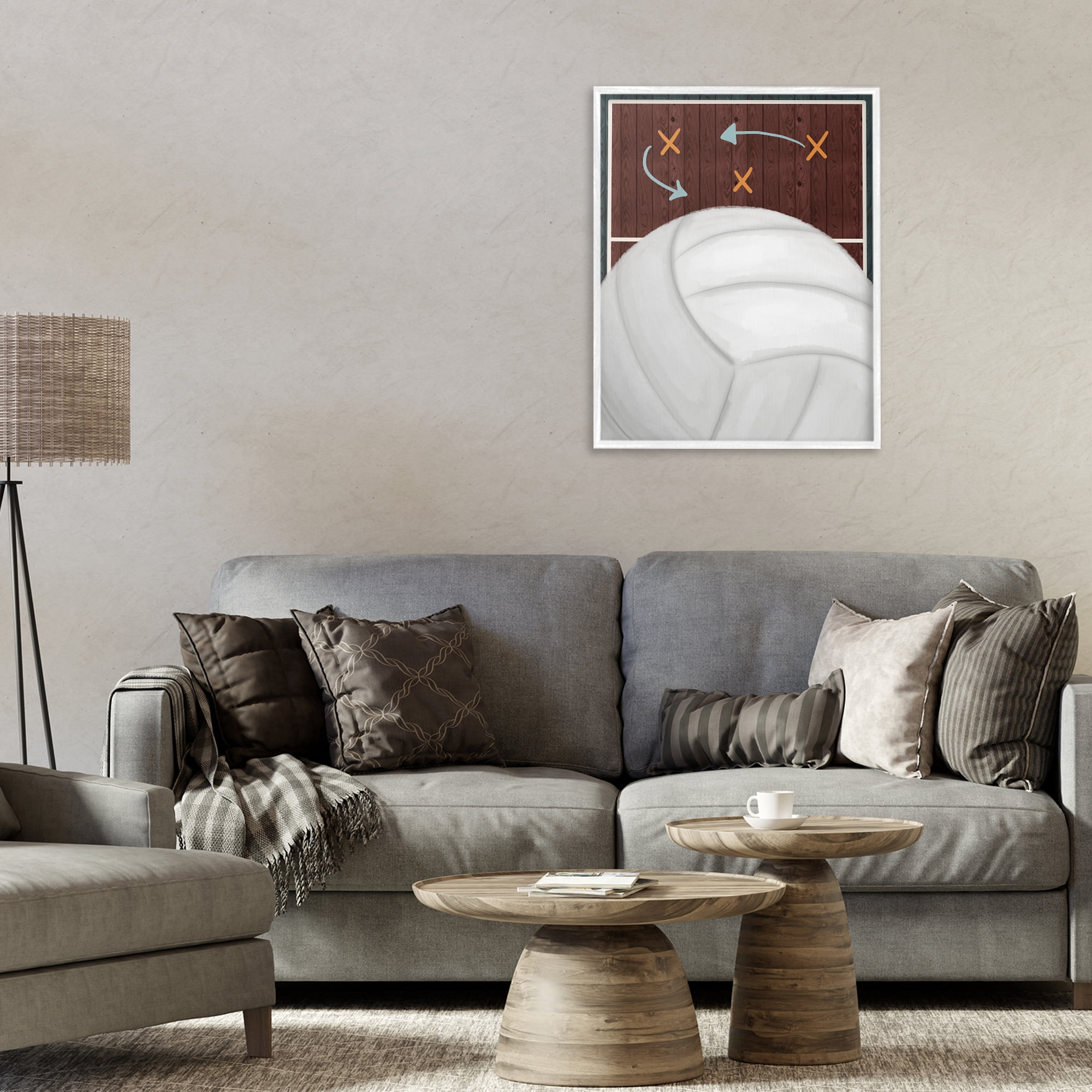 Stupell Industries Volleyball Court Tactics White Framed Giclee Art, design by Jennifer Stith