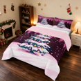 thumbnail image 3 of Manfei Christmas Tree Queen Comforter Set Holiday Comforter Sets Queen, Magenta Black 3 Pieces 1 Comforter and 2 Pillowcases, Pink Reversible, 3 of 6