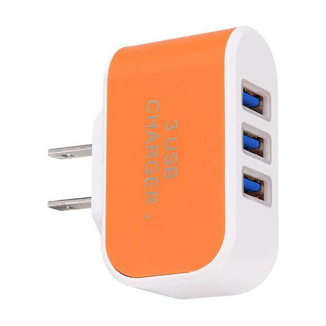 crativent Wall Charger 3 Port Universal Lightweight Compact USB Power Adapter Phone Charging Cell Cameras MP3 Gift Mobile Orange 1Set