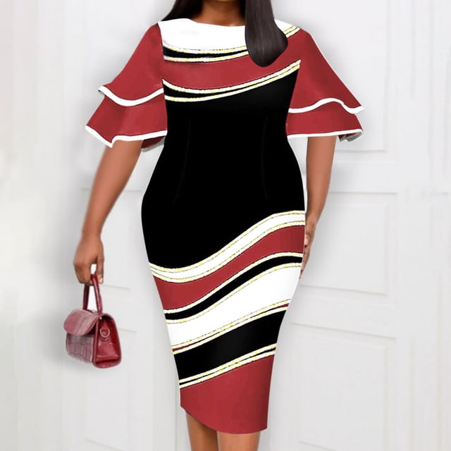 Robes pour Femmes 2024 Grande Taille Femmes Vintage Ligne A Décontractée Robes de Soirée en Solde