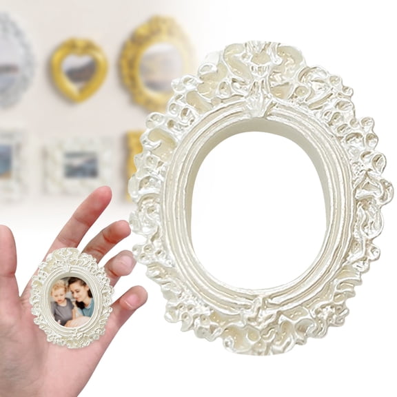 1 Pcs Vintage Resin Picture Frames, Mini Picture Frames Oval Rectangle Wall Hanging Frames Display Frame Photo Holder for Home Wall Jewelry Display Hotel Decor, Bronze