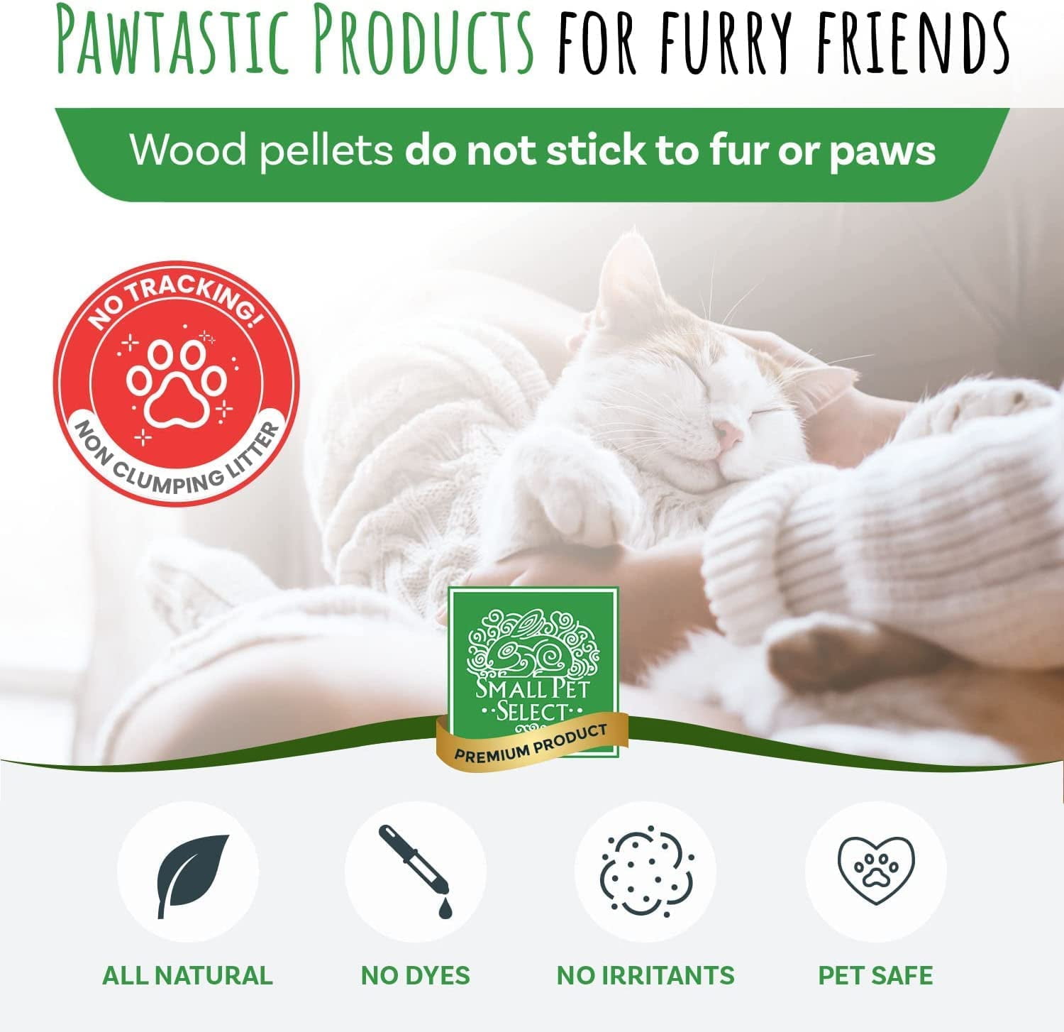 Small Pet Select Premium Pine Pelleted Cat Litter, 100% All Natural Pellet Kitty Litter, Non Clumping Non Tracking Low Dust Litter Meant for Use with Sifting Litter Box, A, 40 lbs