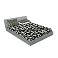 thumbnail image 2 of Ambesonne Flower Fitted Sheet & Pillow Sham Set, Vintage Style Blossom Design, Queen, Black and Ivory, 2 of 2