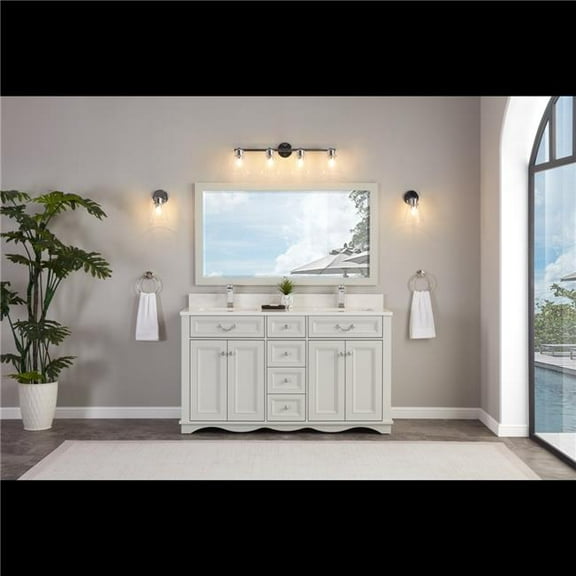 Legion Furniture WS2514-60-SS 60 in. Silver Strand Finish Solid Wood Sink Vanity, 1 in. Artificial Stone Top