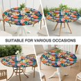 thumbnail image 7 of Soft elastic edge round tablecloth with floral abstract design, made of polyester, fits 44-52 inch tables, extra large edition, 7 of 7