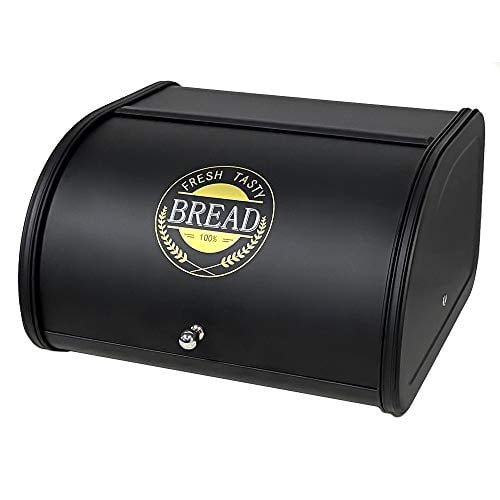 X458 Black Metal Bread Box/Bin/kitchen Storage Containers with Roll Top