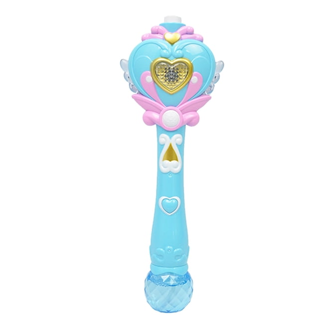 Blue Bubble Blower Wand Musical Light Up Toy For Children Outdoor Fun With Bubble Liquid Blue Design