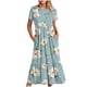 thumbnail image 1 of Puntoco Vestido Midi De Moda Para Mujer Vestido Con Cuello Redondo Y Manga Corta Con Doble Bolsillo Y Estampado Floral Color S,Regalos Para Mujer Joven, 1 of 5