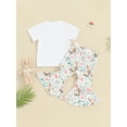 thumbnail image 4 of Toddler Baby Girl Easter Outfits Short Sleeve Letter Shirts Bunny Flared Bell Bottom Pants Set Easter Summer Clothes 6M-4T, 4 of 9