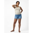 thumbnail image 2 of Ingrid & Isabel For Every Belly Women's Maternity Over The Belly Raw Hem Denim Short, Sizes S-XXL, 2 of 9