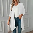 thumbnail image 2 of Fiaer Long Cardigans Sweaters for Women Plus Size Lightweight Long Sleeve Solid Asymmetric Hem Front Open Tops White XL, 2 of 6