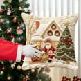 thumbnail image 4 of Christmas Decoration Embroidery Christmas Pillow Covers, Rustic Printed Design Pillow Cover for Sofa Couch Home Decor, Holiday Red Hat & scarf Santa Cushion Case, poinsettia Holly Christmas Balls, 4 of 5