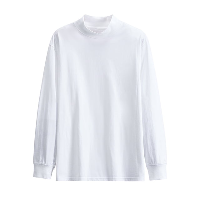 Blusa y camisas de cuello alto de manga larga para hombre, moda casual, cómoda, lisa, holgada, de manga larga, con cuello redondo, sudaderas, blusa tipo pulóver, blusa de poliéster para hombre.