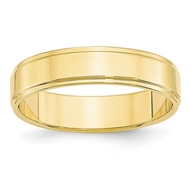 GemApex - 10K Yellow Gold Ring Band Wedding Standard Flat 5mm with Step ...