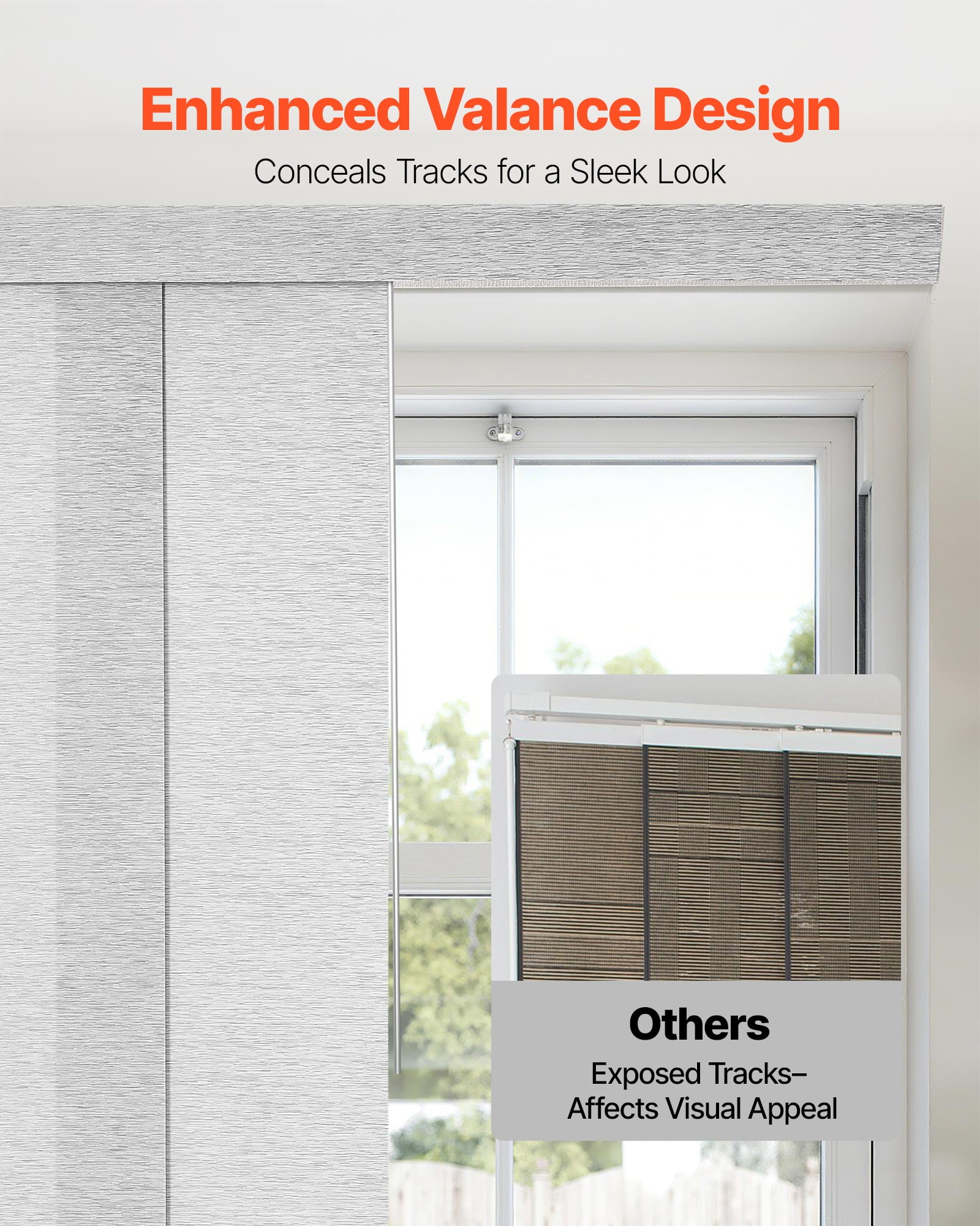 VEVOR Panel Track Blinds,Extendable Track from 45.8 in to 86 in W, Trimmable Panel Curtains Up to 96 in H, Adjustable Vertical Panel Blinds for Sliding Doors, Patio Doors, Room Divider, Window, Gray