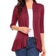 thumbnail image 1 of VISgogo Mujeres Primavera Otoño Cardigan Tops, 3/4 Manga Casual Color sólido Volantes Dobladillo Delgado Tops Abrigo VISgogo  moda, 1 of 4