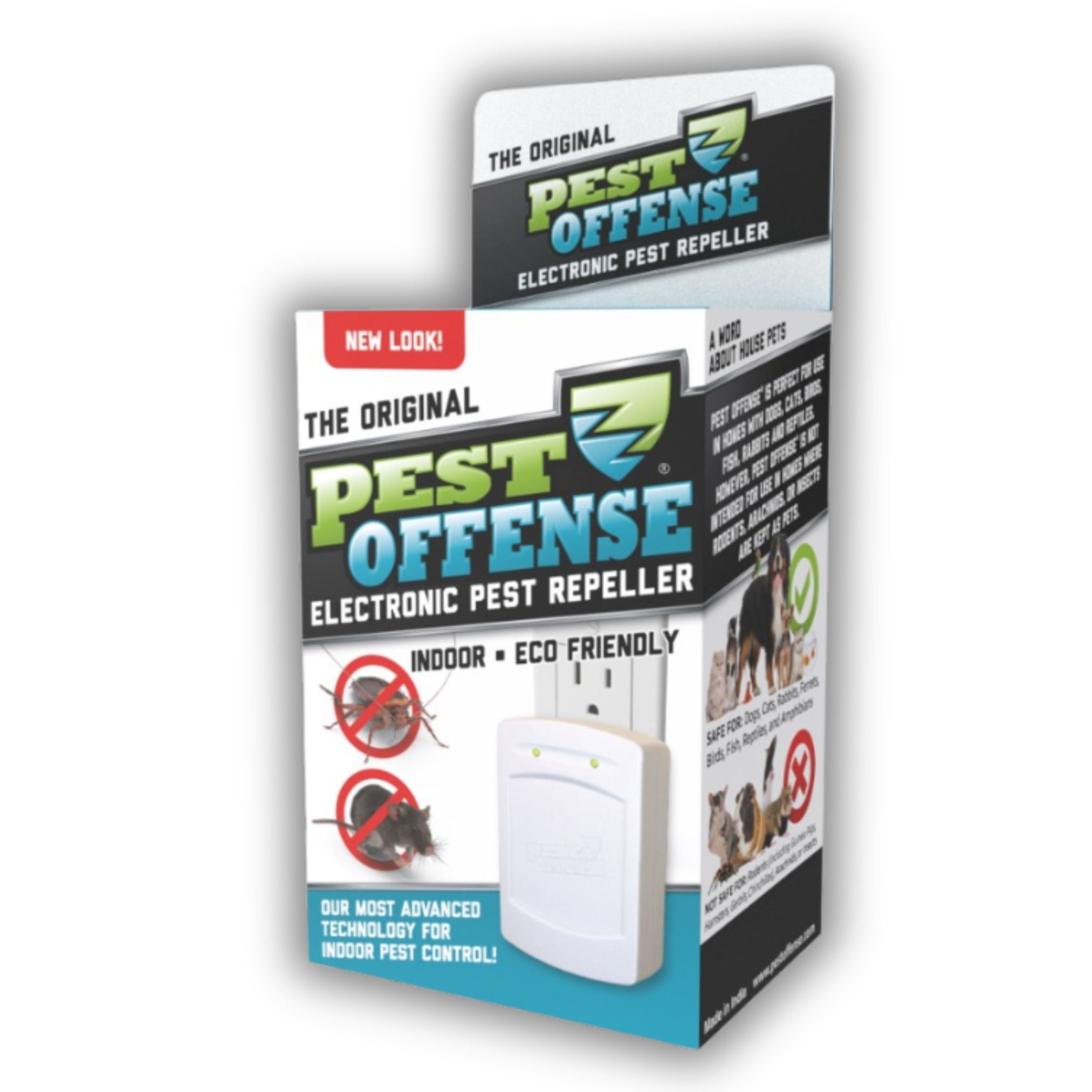 PEST OFFENSE - Original Ultrasonic Pest Repellent Traps Insects Rodents Electronic Safe - White