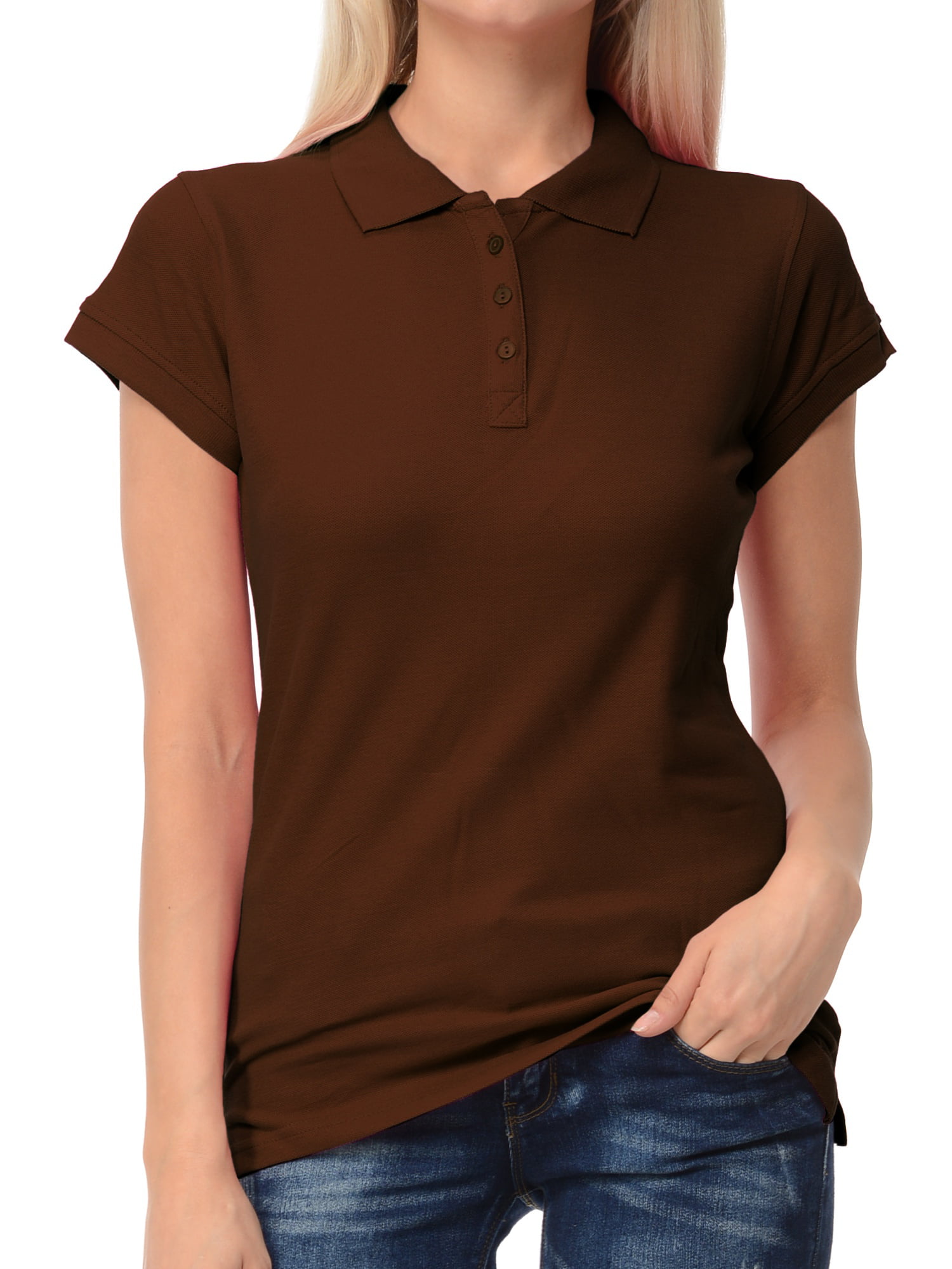 Ligner Stedord spand Basico Women Junior's Short Sleeve Slim Fit Polo Shirt 100% Cotton -  Walmart.com