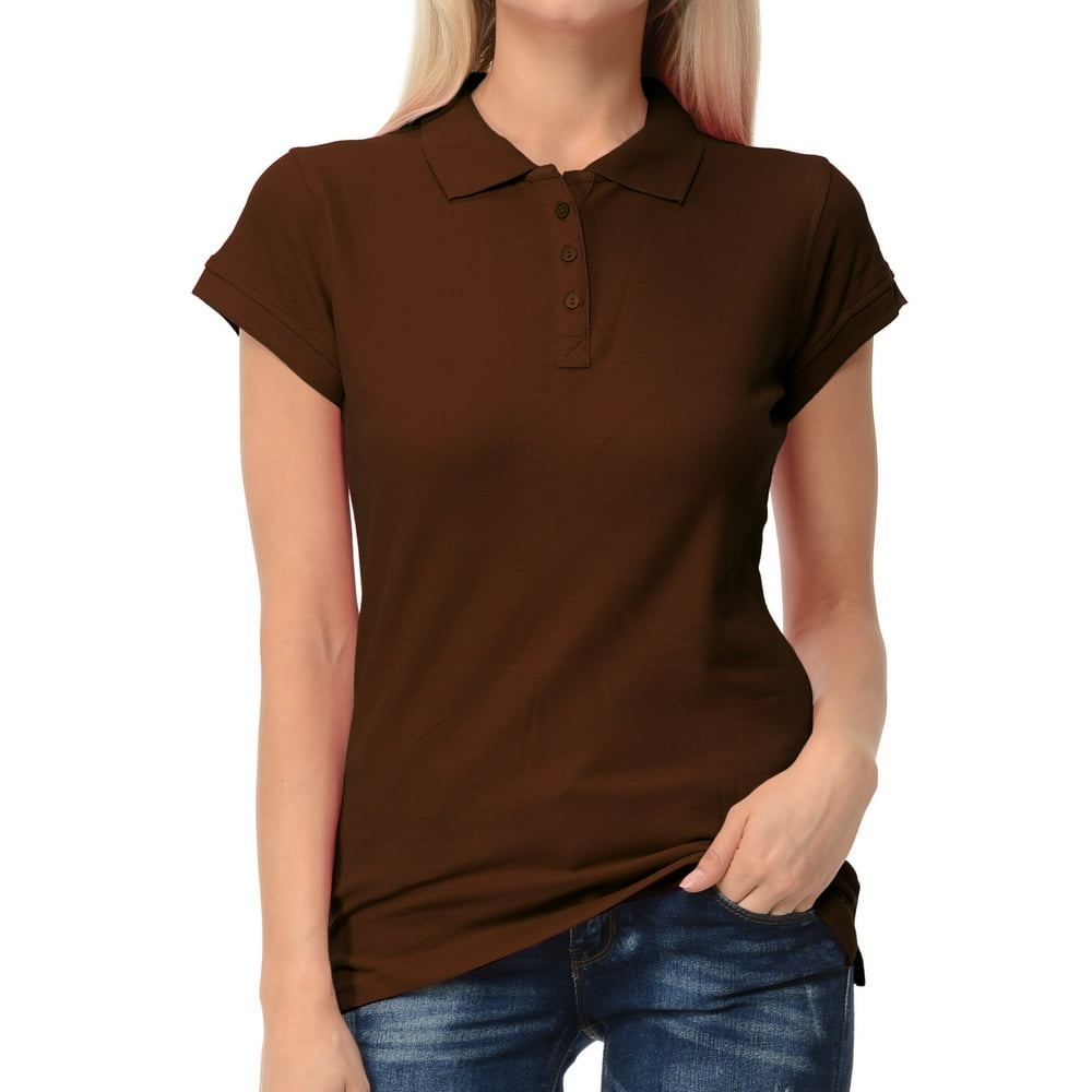 Basico - Basico Chocolate Polo Collared Shirts For Women 100% Cotton 