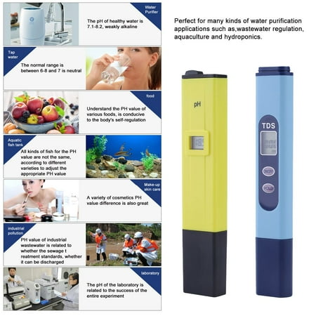 Backlit LCD Screen Digital Ph Meter With TDS Tester Aquarium Pool Hydroponic Water Quality Monitoring 0-9999 PPM Set