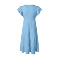 thumbnail image 5 of Gubotare Girls Ruffle Sleeve Dress Baby Toddler Girls Dress Clothes Spring Summer Short Sleeve Casual Sundress Outfits Clothing Pink Butterfly (Sky Blue,Size 8-9 Years), 5 of 5