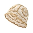 thumbnail image 2 of Deago Crochet Bucket Hat for Women Knit Handmade Foldable Floppy Beach Hat Fashion Cute Comfy and Casual (Beige), 2 of 9